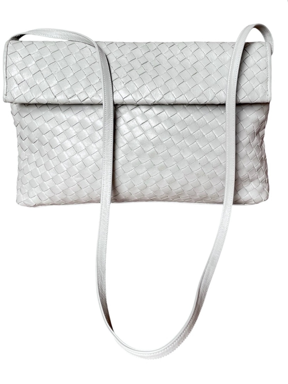 MEYER Woven Leather Fold-Over Shoulder Bag